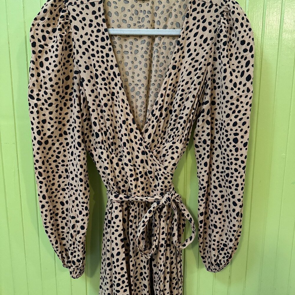 Long yellow and black BILLABONG polka dot/leopard print dress